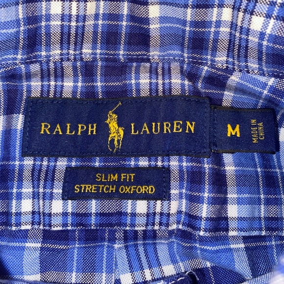 Ralph Lauren Slim Fit Stretch Oxford Button Up Down Mens Size Medium Dress Shirt - Picture 5 of 11